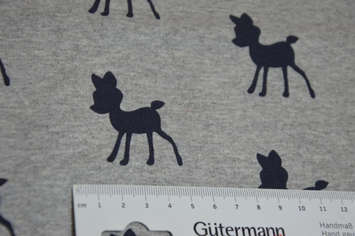 French Terry | Rehkitz schwarz | grau meliert